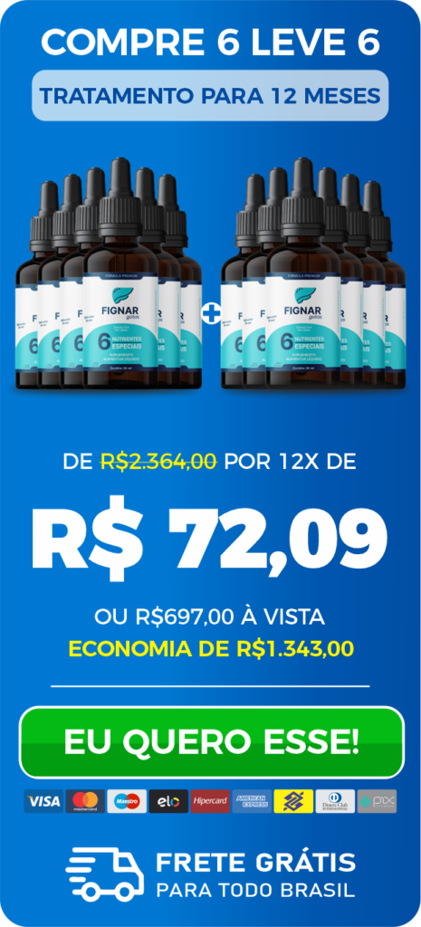 Kit compre 6 leve 6 frascos de Fignar Gotas — tratamento 12 meses