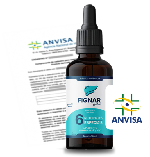 Frasco de Fignar Gotas 30ml aprovado pela ANVISA com 6 nutrientes essenciais